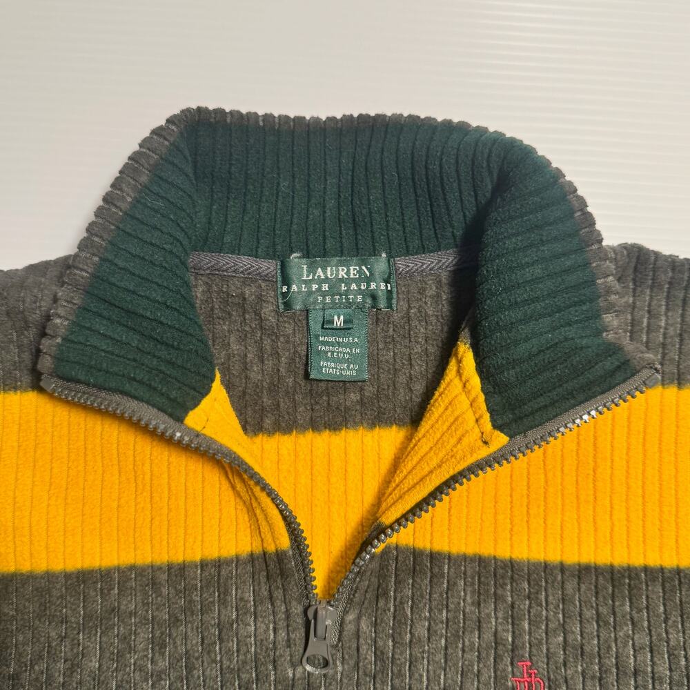 Lauren Ralph Lauren Quarter Zip Sweater Gray Women's Medium Petite Preppy MP VTG - Picture 4 of 16